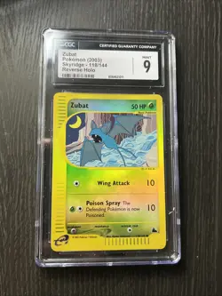 CGC 9 Zubat Reverse Holo 118/144 Skyridge 2003 Pokemon Card - Image 1
