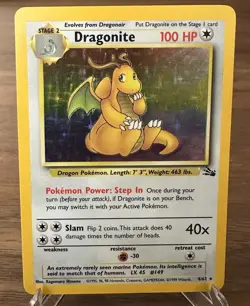 Dragonite 4/62 - Pokemon Tcg Fossil Unlimited Holo Rare Card WOTC - Image 1