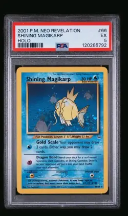 Pokemon Neo Revelation Shining Magikarp Card 66/64 PSA 5 Holo - Image 1