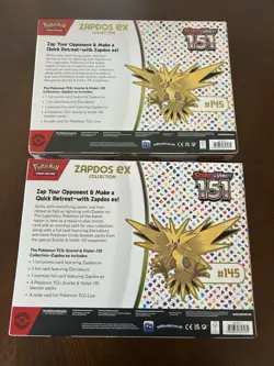Pokemon TCG Scarlet & Violet 151 Zapdos ex Collection Box Lot NEW Sealed (2) - Image 2