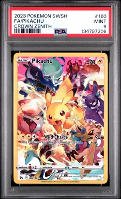 2023 POKEMON SWORD & SHIELD CROWN ZENITH #160 FULL ART/PIKACHU PSA 9 - Image 1