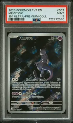 2023 POKEMON SVP EN-SV BLACK STAR PROMO 151 ULTRA-PREM COLL #052 MEWTWO PSA 9 - Image 1