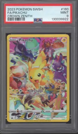 PIKACHU PSA 9 (SECRET) 160/159 CROWN ZENITH HOLO FULL ART HOLO RARE POKEMON CARD - Image 1