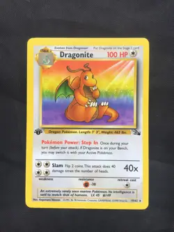 Pokemon Cards: Fossil 1st Edition Rare: Dragonite 19/62 - Image 1