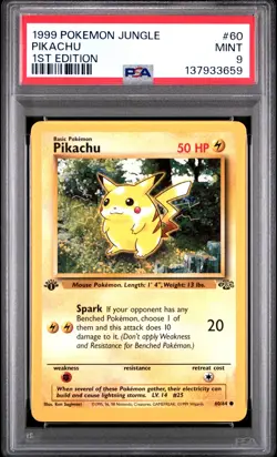 1999 POKEMON JUNGLE 1ST EDITION #60 PIKACHU PSA 9 - Image 1