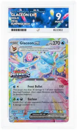 Pokemon TCG Glaceon EX Prismatic Evolutions Stamped 026/131 ACE 9 MINT Graded - Image 1
