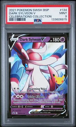 2021 POKEMON SWSH BLACK STAR PROMO CELEBRATIONS COLL #134 DARK SYLVEON V PSA 9 - Image 1