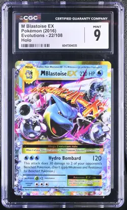 Pokemon CGC 9 M Blastoise EX Holo - Evolutions 22/108 - Image 1