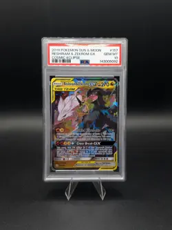 2019 POKEMON SUN & MOON COSMIC ECLIP RESHIRAM & ZEKROM GX #157 FA PSA10 GEM MINT - Image 1