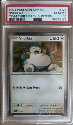 Pokemon Snorlax Twilight Masquerade 3 Pack Blister Promo #122 Cosmos Holo PSA 10 - Image 1