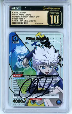 CGC Pristine 10 Signed Christina Vee Union Arena Killua Zoldyck UE02BT/HTR-1-019 - Image 1