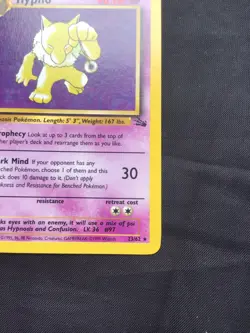Pokemon Cards: Fossil 1st Edition Rare: Hypno 23/62 - Image 4