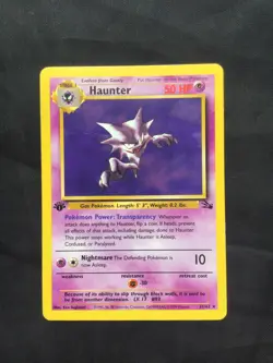 Pokemon Cards: Fossil 1st Edition Rare: Haunter 21/62 - Image 1