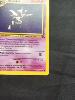 Pokemon Cards: Fossil 1st Edition Rare: Haunter 21/62 - Image 4