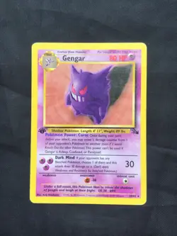 Pokemon Cards: Fossil 1st Edition Rare: Gengar 20/62 - Image 1