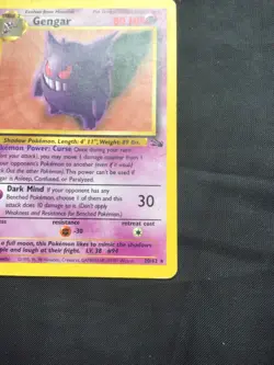 Pokemon Cards: Fossil 1st Edition Rare: Gengar 20/62 - Image 4