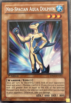 Neo-Spacian Aqua Dolphin DP03-EN005 YuGiOh TCG Card RARE - Image 1