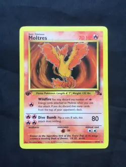 Pokemon Cards: Fossil 1st Edition Rare: Moltres 27/62 - Image 1