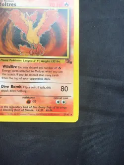 Pokemon Cards: Fossil 1st Edition Rare: Moltres 27/62 - Image 4
