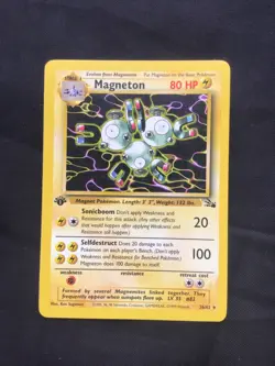 Pokemon Cards: Fossil 1st Edition Rare: Magneton 26/62 - Image 1
