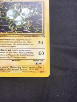 Pokemon Cards: Fossil 1st Edition Rare: Magneton 26/62 - Image 4