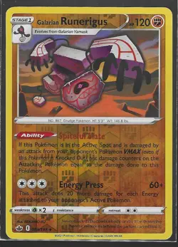 Galarian Runerigus 83/198 Chilling Reign Reverse Holo Rare Pokemon Card 083/198 - Image 1