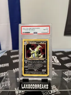 Tyranitar 12/75 HOLO Unlimited Neo Discovery Pokemon Card PSA NM MINT 8 - Image 3