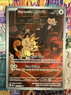 Team Rockets Meowth 203/182 Destined Rivals Illustration Card - Image 1