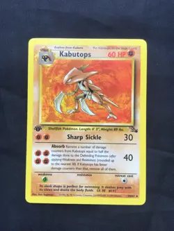 Pokemon Cards: Fossil 1st Edition Rare: Kabutops 24/62 - Image 1