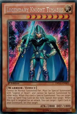 DRLG-EN001 LEGENDARY KNIGHT TIMAEUS SECRET RARE 1ST EDITION YuGiOh CARD - Image 1