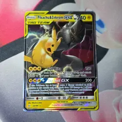 Pokemon Pikachu & Zekrom GX TAG TEAM Ultra Rare Holo 33/181 Sm-Team Up Card - Image 1