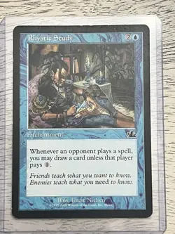 Rhystic Study Prophecy Regular Enchantment Blue Common 45 Terese Nielsen MTG LP - Image 1
