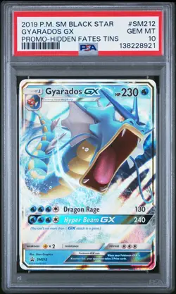 2019 POKEMON SM BLACK STAR PROMO HIDDEN FATES TINS #SM212 GYARADOS GX PSA 10 - Image 1
