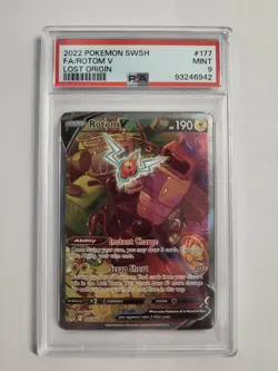 2022 Pokemon SWSH Lost Origin Rotom V Alt Art Full Art #177 PSA 9 MINT - Image 1
