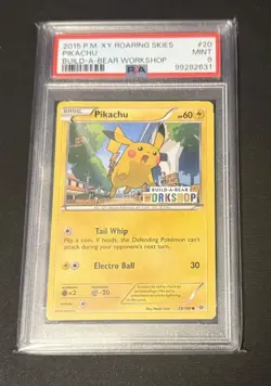 2015 Pokemon XY Roaring Skies Pikachu 20/108 Build A Bear PSA 9 - Image 1
