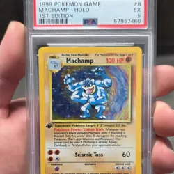 Pokemon TCG Machamp Base Set 1st Edition Holo PSA 5 8/102 - Image 1