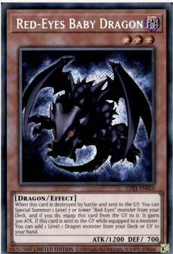 YUGIOH RED-EYES BABY DRAGON SECRET RARE NEAR MINT LDS1-EN010 - Image 1