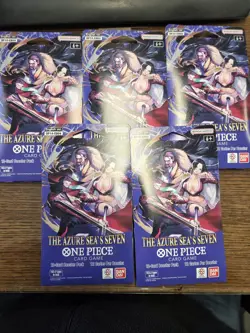 One Piece OP-14 The Azure Sea's Seven Blister Booster Pack x 5 Brand New Sealed - Image 1