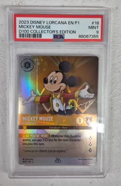 Lorcana Mickey Mouse Friendly Face-#18 D100 Collector's Ed.-PSA 9 MINT #88067355 - Image 1