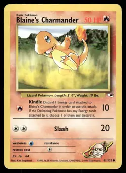 Pokemon Tcg Blaine's Charmander #61 Pokemon Gym Heroes MP - Image 1