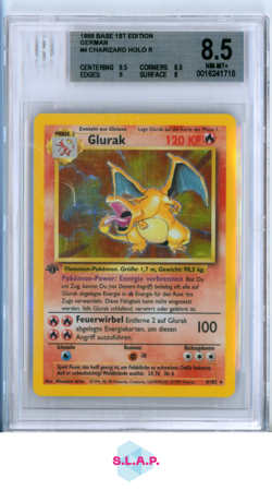 CHARIZARD HOLO R 1999 POKEMON BASE 1ST EDITION GERMAN 4 BGS 8.5 - Image 1
