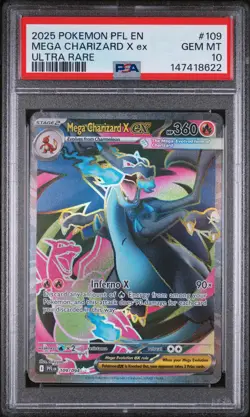 Mega Charizard X Ex Pokemon Pfl En-Phantasmal Flames 109 NM PSA 10 - Image 1