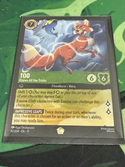 Disney Lorcana Tod-Knows All the Tricks Character 92/204 Regular Legendary - Image 1