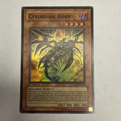 Vintage Yugioh Card Cyberdark Horn CDIP-EN001 1st Edition Rare Foil LP TCG - Image 1