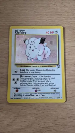 Pokemon TCG Base Set 2 Clefairy Holo Rare 6/130 MP - Image 1
