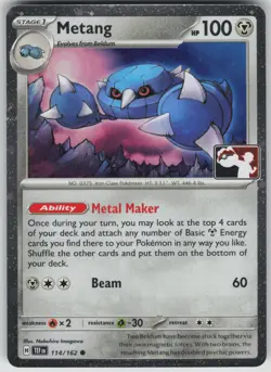 Pokemon TCG Metang Common Prize Pack Series Cards 114/162 - Image 1