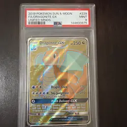 2019 Dragonite GX 229/236 Sm-Unified Minds Holo Pokemon PSA 9 - Image 1