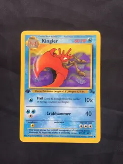 Pokemon Cards: Fossil 1st Edition Uncommon: Kingler 38/62 - Image 1