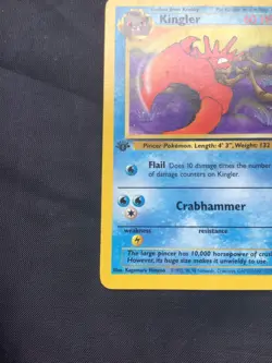 Pokemon Cards: Fossil 1st Edition Uncommon: Kingler 38/62 - Image 5