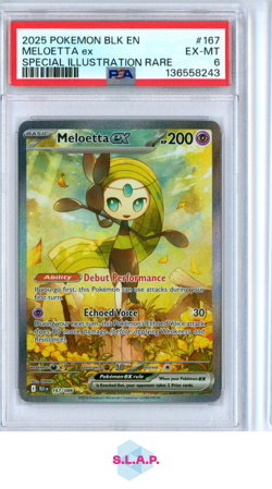 MELOETTA EX SPECI4L ILLUSTRATION RARE POKEMON BLK EN-BLACK BOLT 2025 167 PSA 6 - Image 1